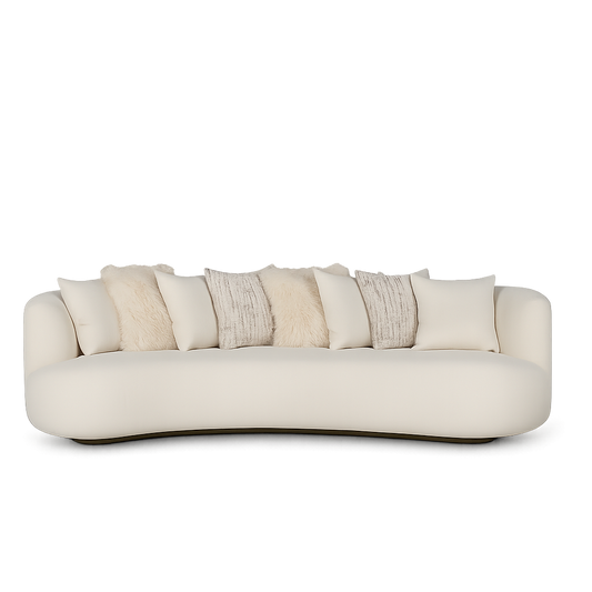 Australian-made curved sofa illustrating frame, foam and upholstery construction