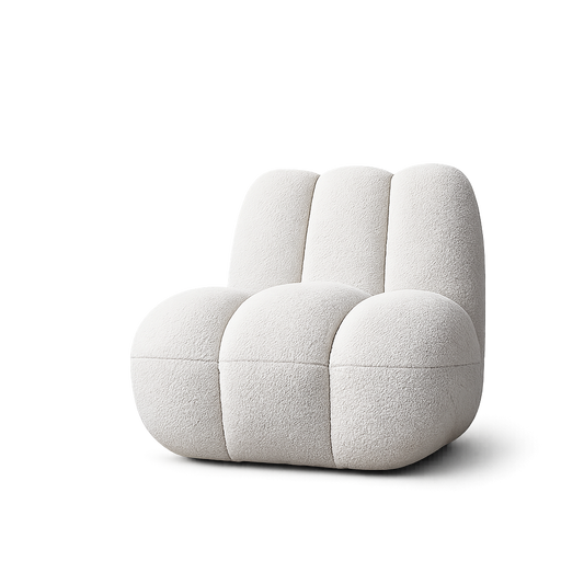 Boucle lounge chair illustrating upholstery texture, weave and fabric selection