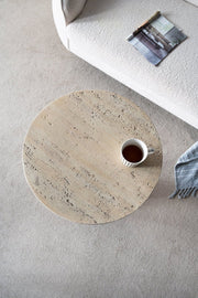 Alessio Travertine Side Table - DorsaAlessio Travertine Side Table