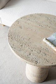 Alessio Travertine Side Table - DorsaAlessio Travertine Side Table