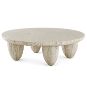 Front product view of the Orbis Travertine Table by DORSA